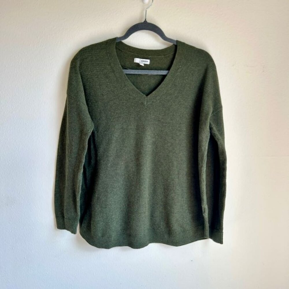 SONOMA I Womens Long Sleeve V Neck Textured‎ Knit Sweater I Green I Size Medium